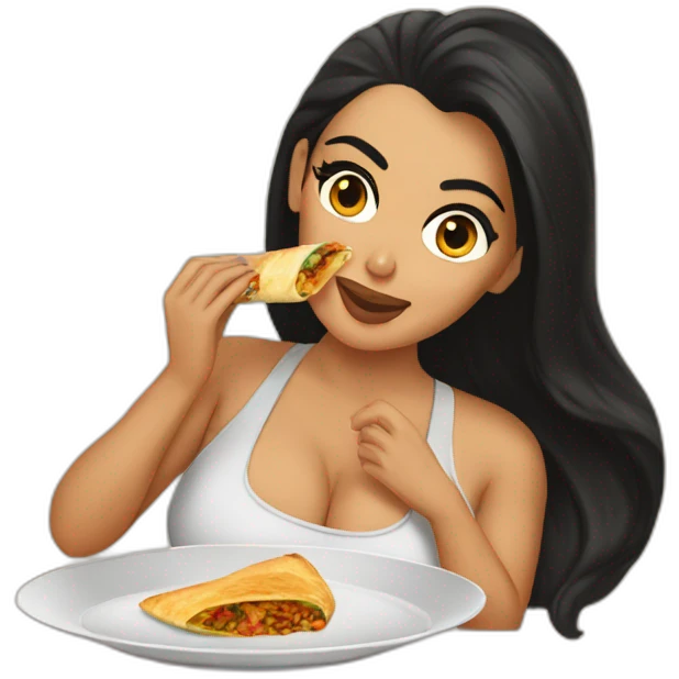 kim kardashian eating a masala dosa emoji