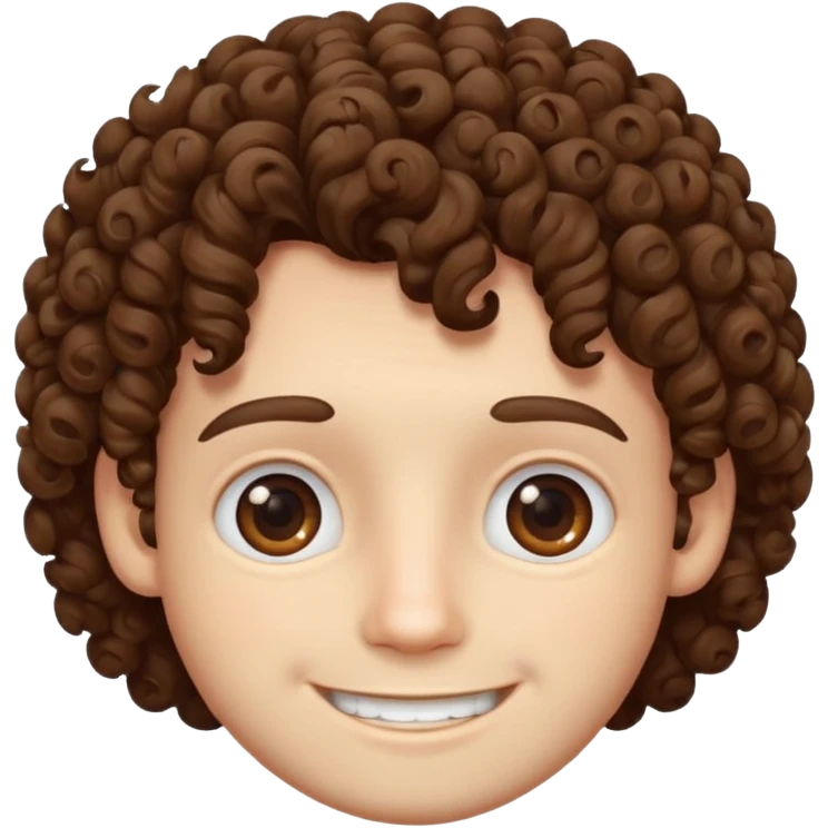 guy eith curly hair white with cute smile brown hair  emoji