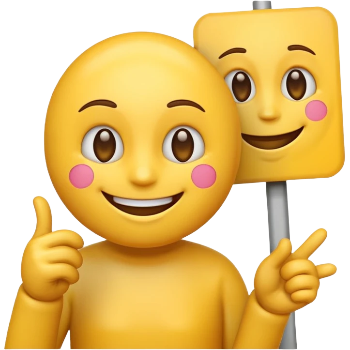 An emoji holding a welcome sign emoji