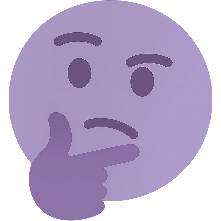 A dull purple The thinking face emoji