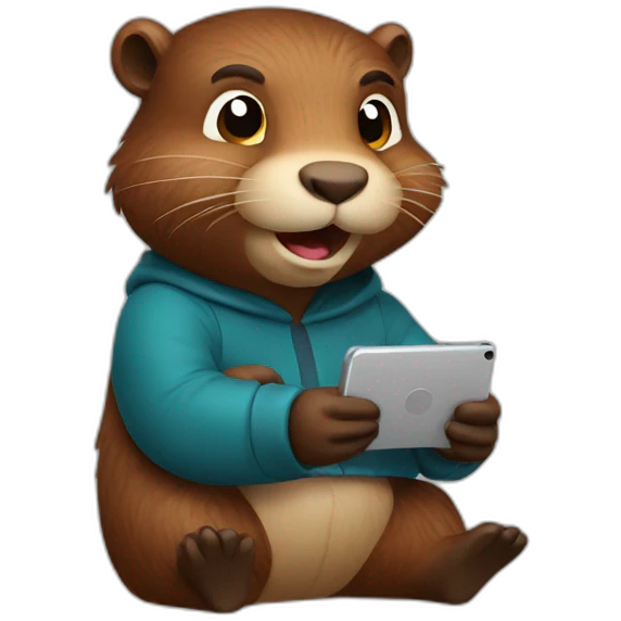 Cute Beaver texting emoji