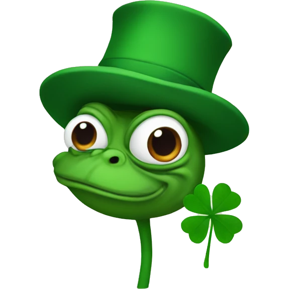 Pepe with a clover emoji