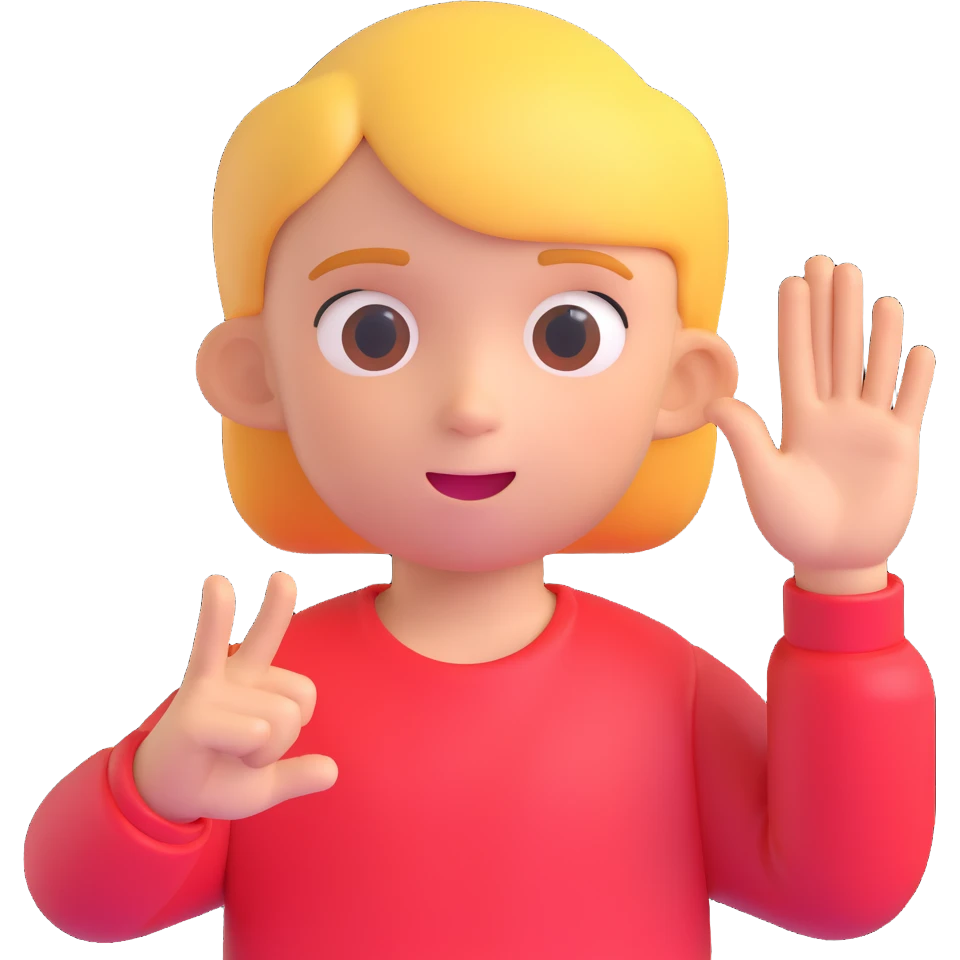 kid making a 'no deal' gesture, soft and rounded 3D emoji style emoji
