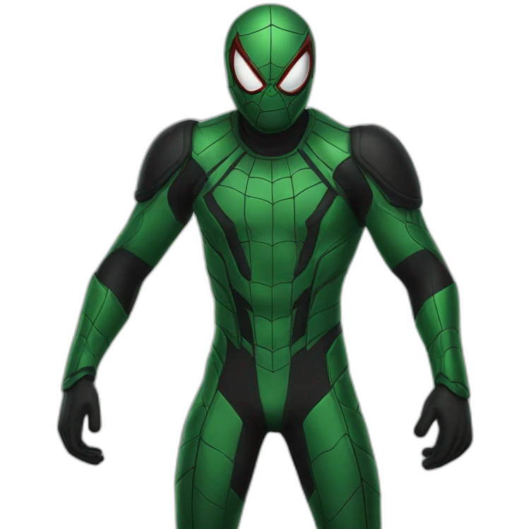 Man spider suit Black and green in battle emoji