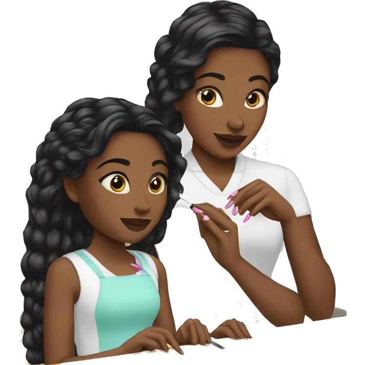 Black Jenna and white Emma get their nails done together  emoji