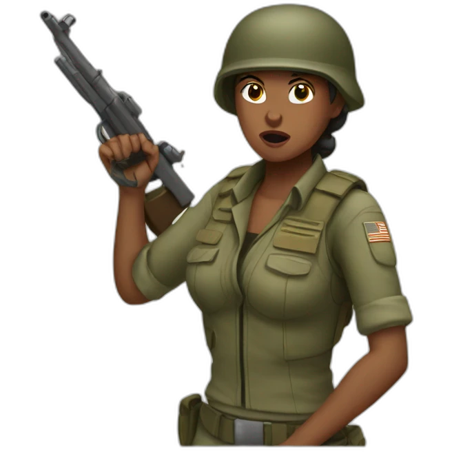 Woman fighting in war emoji