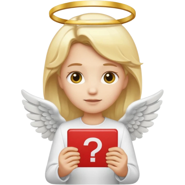 "An angel emoji with blonde hair, a halo, wings, holding a 'COMPARTILHAR' sign in bold letters." emoji
