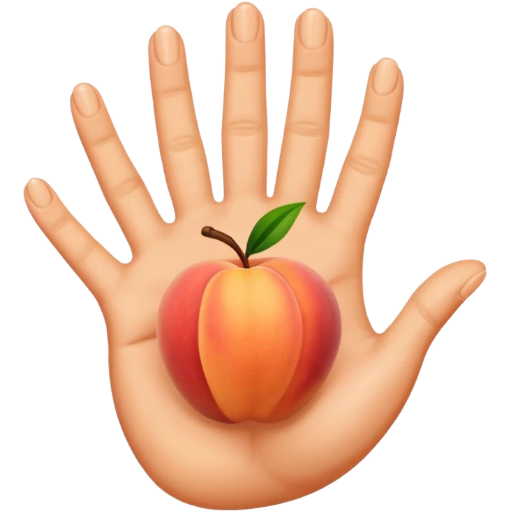 hand print on peach emoji