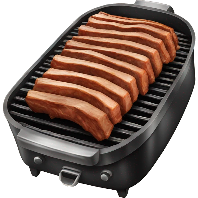 a big old black grill with pork ribs on it emoji