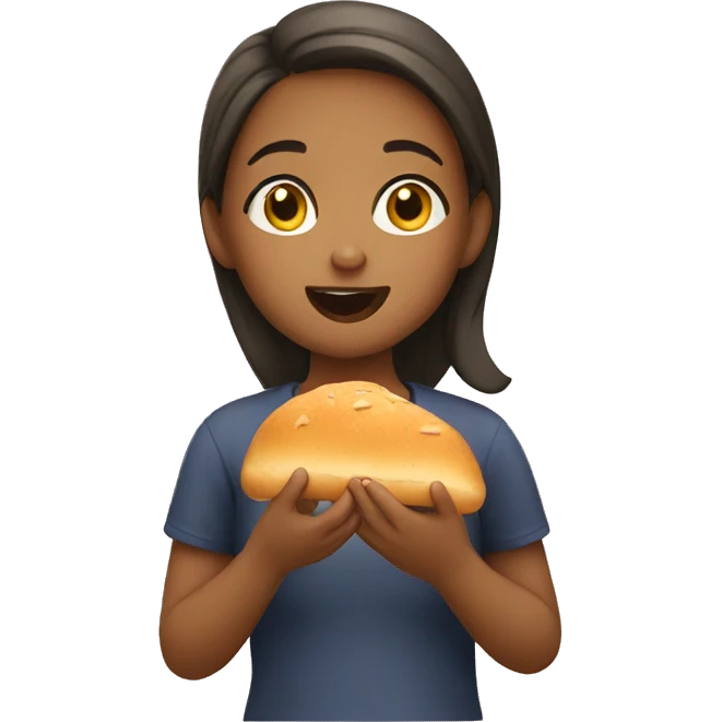girl eating bread emoji