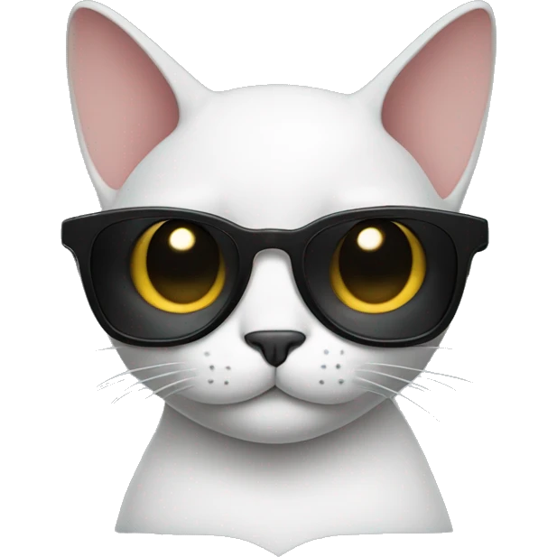 black cat in white short-sleeved shirt with sunglasses on a head emoji