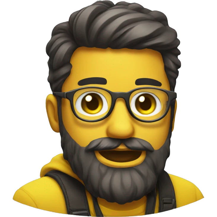 Streamer with beard and yellow glasses saying hello chat emoji