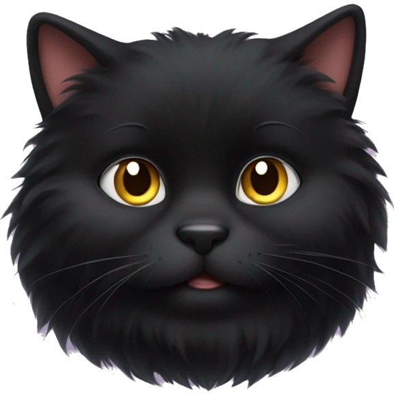 cute fluffy chubby black cat emoji