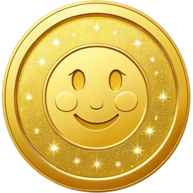 gold coin combined with sparkling glitter, shiny and festive emoji