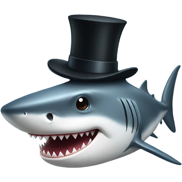 Shark with a top hat emoji