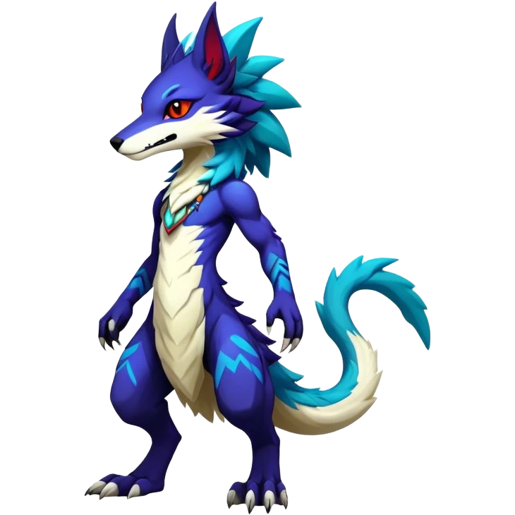 Epic Edgy Cute Colorful Modern Anthro Vernid-Protogen-Sergal-fursona-creature-animal full body emoji