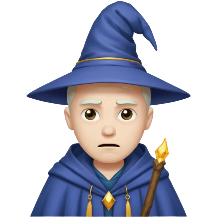 Male, mysterious wizard, 8 emojis, sad, happy, angry, confused, love, crying, neutral, random, no background emoji