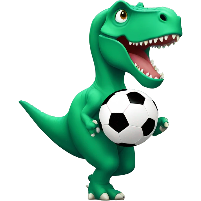 Dinosaur playing soccer emoji