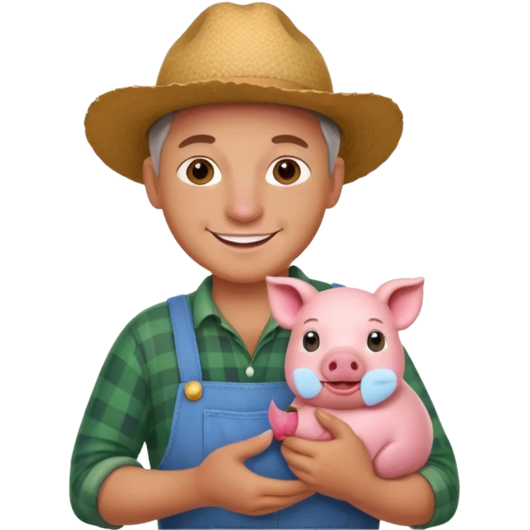 farmer hold a pet pig emoji