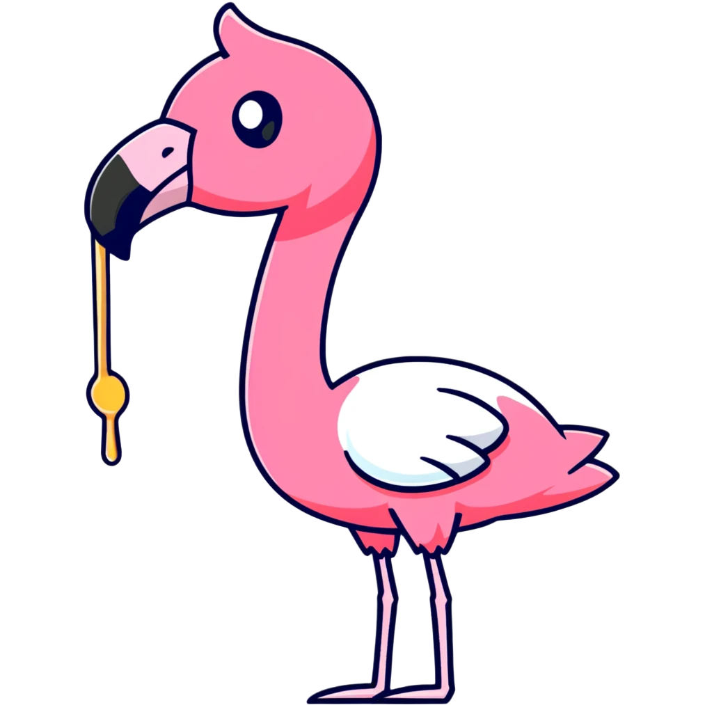 flamingo with a pancake emoji