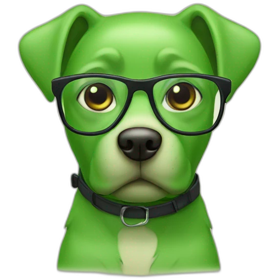 Green dog with glasses emoji
