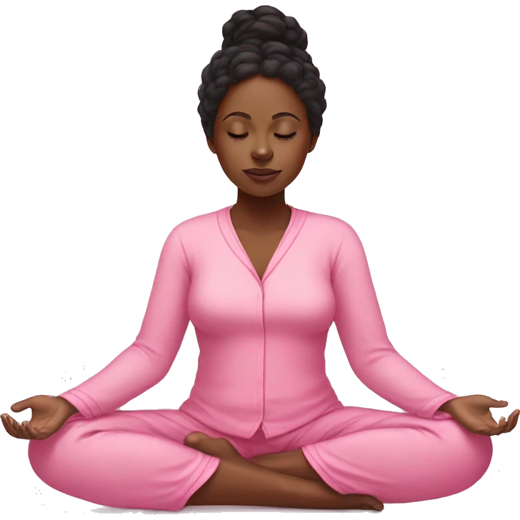 black girl meditation while wearing pink pajamas emoji