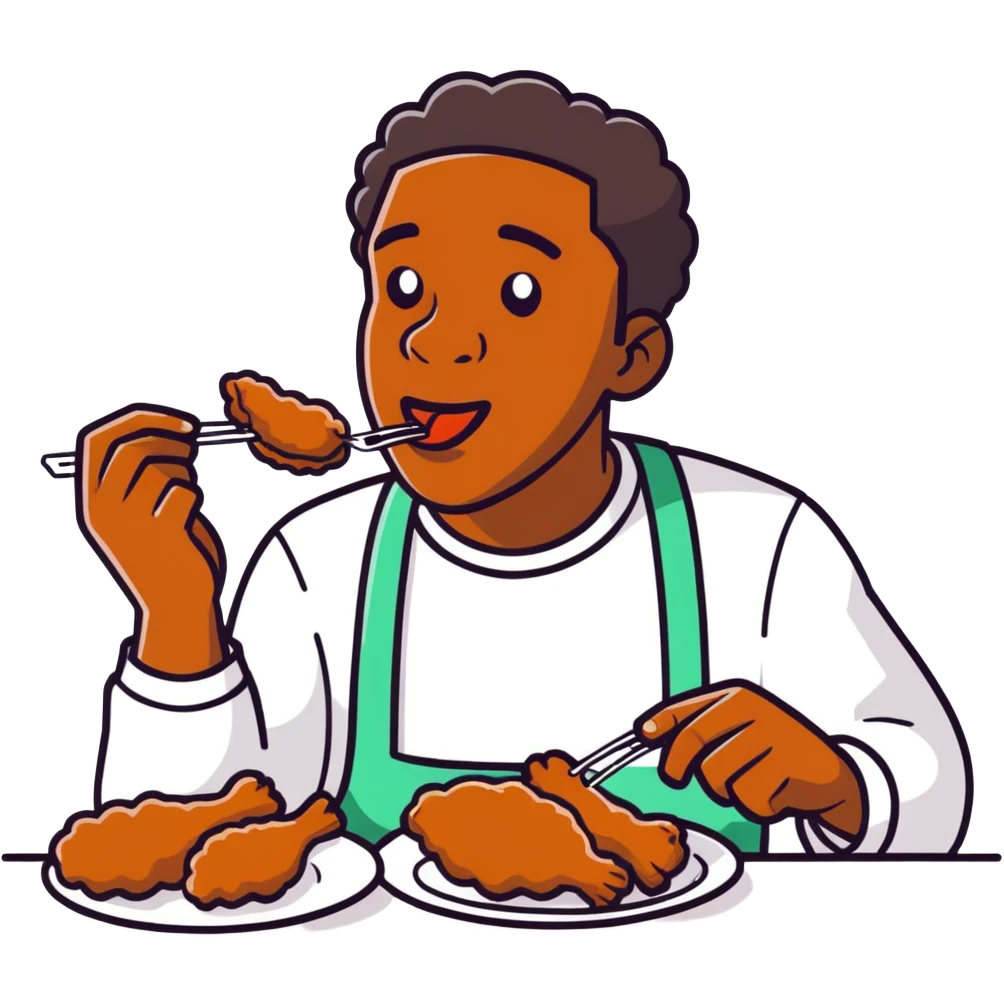 Black man eating fried chicken emoji