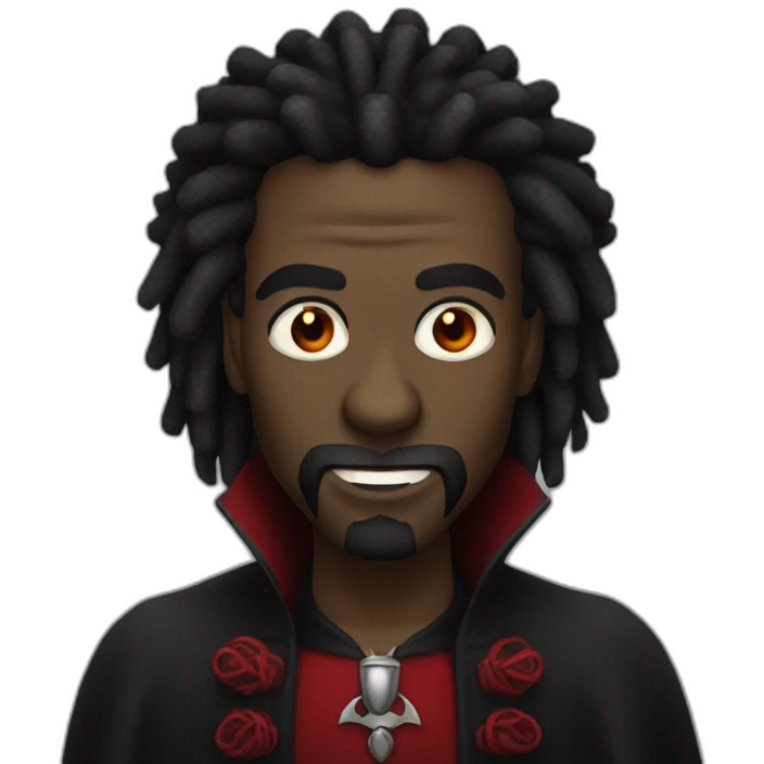 Black Vampire King with red dreadlocks emoji