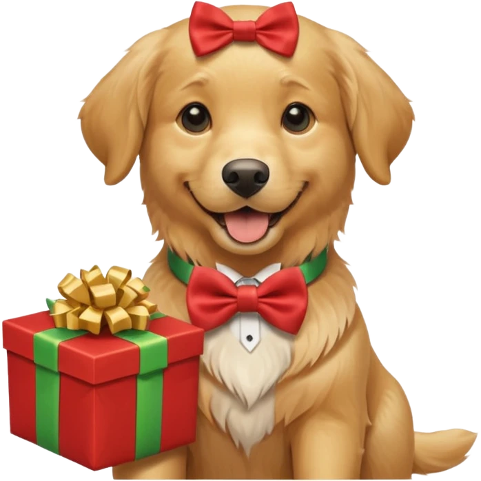Father's day dog holding presents emoji