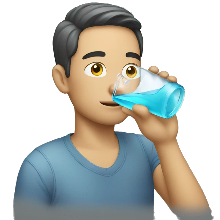 A white man drinks water emoji
