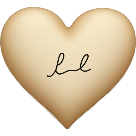 Beige heart with “LL” in handwriting inside the heart emoji