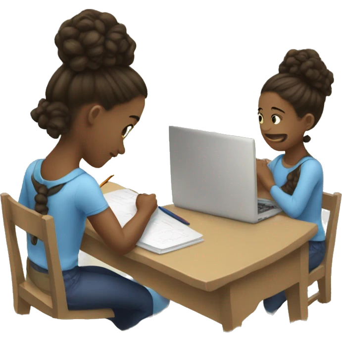 My younger sister is doing her homework  emoji