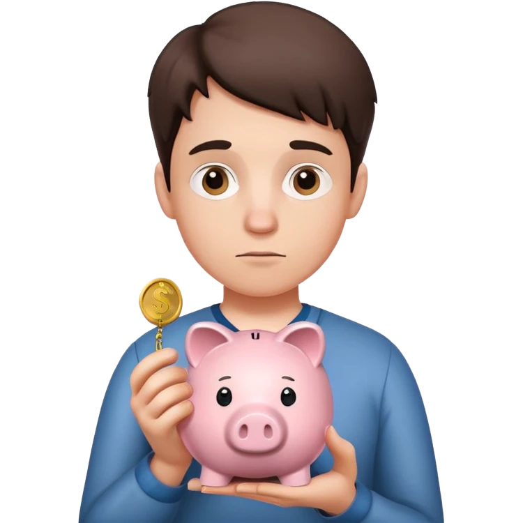 holding a piggy bank and looking thoughtful emoji