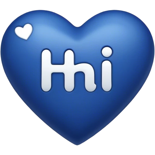 Dark blue heart with the words hi in the middle  emoji
