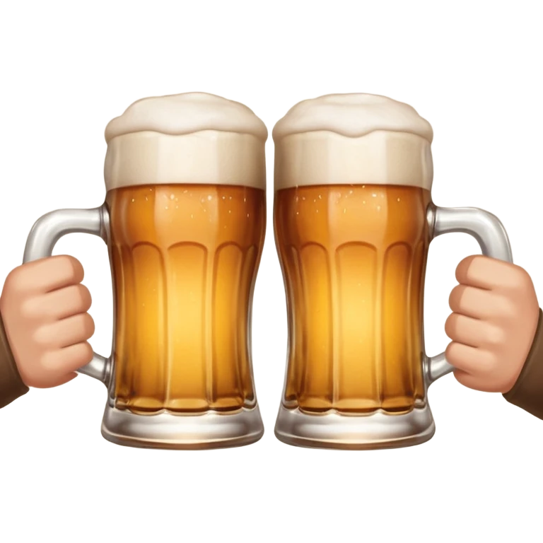 hands clinking beer mugs cheers no face emoji