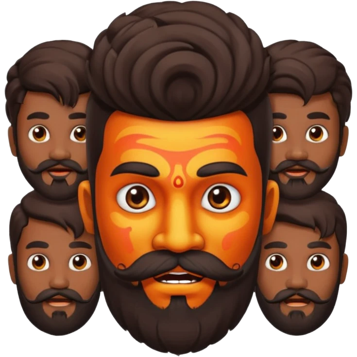 Ravanasura with beard and mustach young beautiful and terror with ten heads emoji