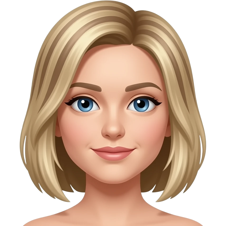 schulterlange blonde gesträhnte glatte haare, blaue augen emoji