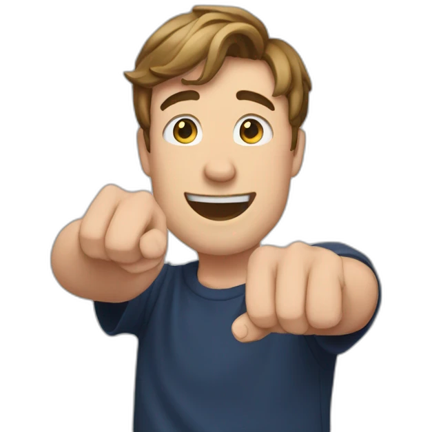 mrbeast pointing with his fingers emoji
