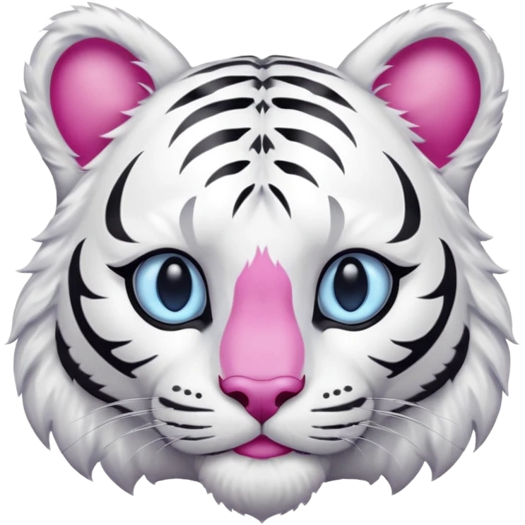 white tiger with blue eye, pink inner ears and nose emoji