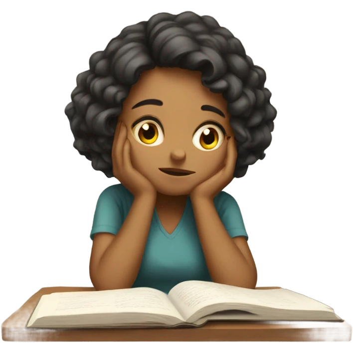 A girl studying and being exhausted  emoji