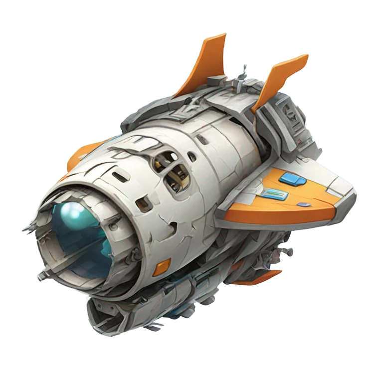 broken space ship, cartoony emoji