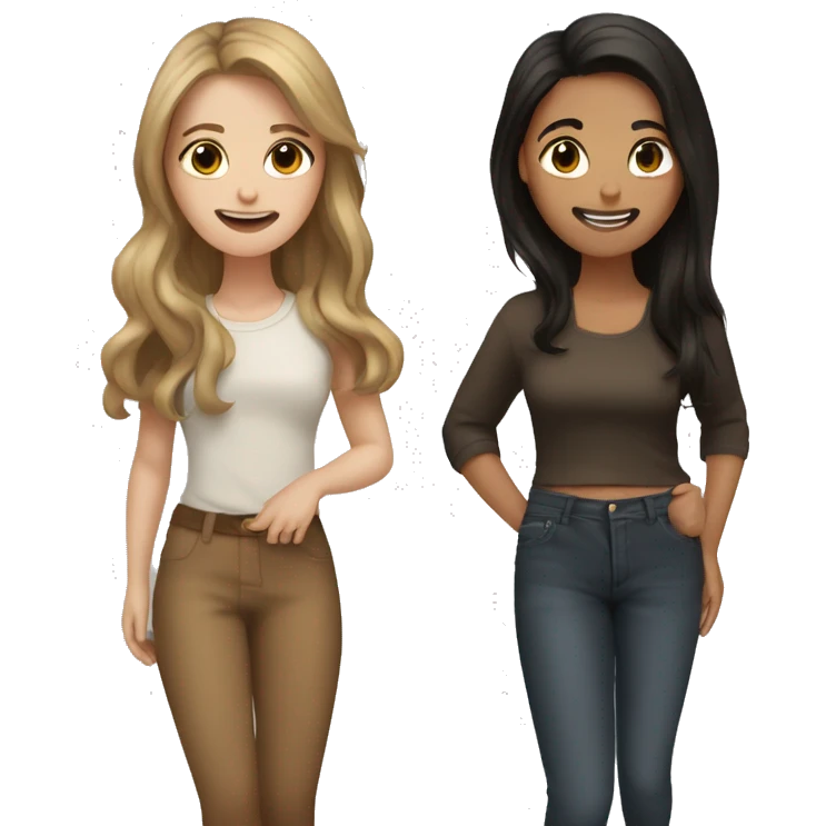 Two best friends they are tan one with black and brown hair and the other one with brown hair emoji