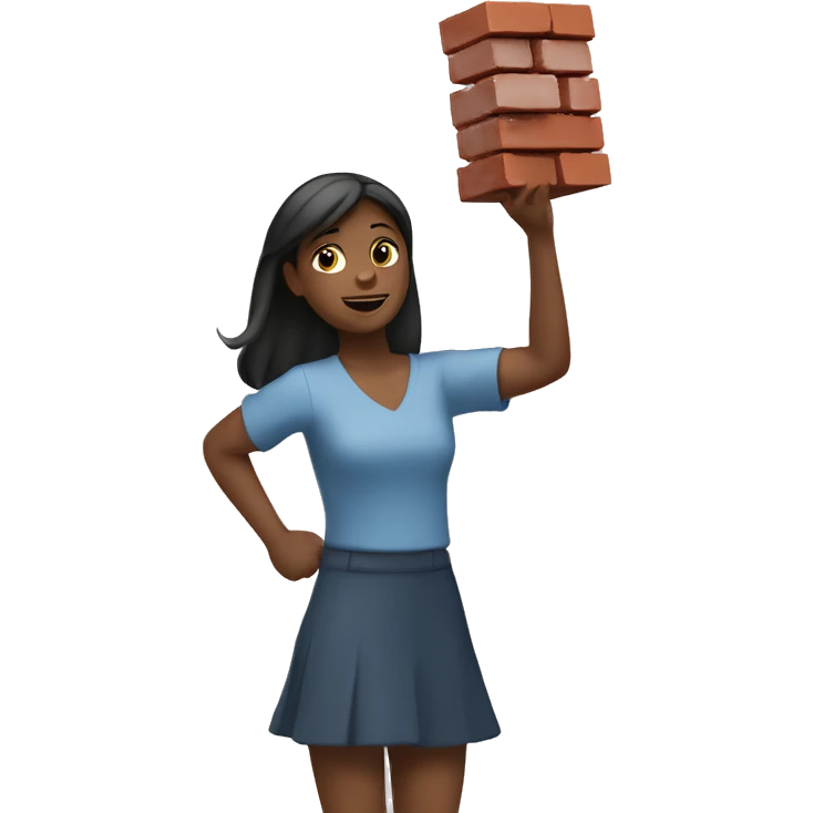 Girl throwing a brick emoji