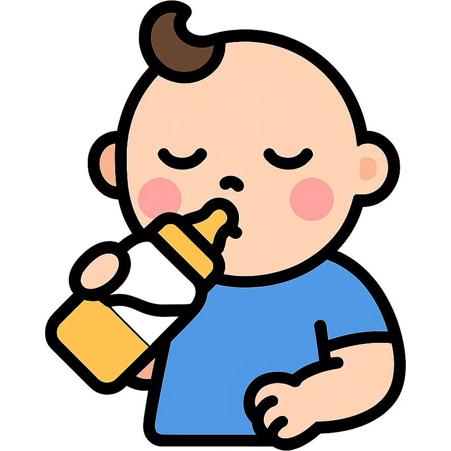 baby drinking from a bottle icon with color and black outlines emoji