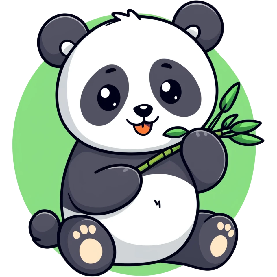 A lovely panda eating bamboo emoji