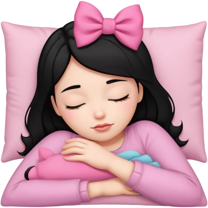  نايمه😴🎀عندها شعر اسود بس بشكل بنت تبي تنام emoji