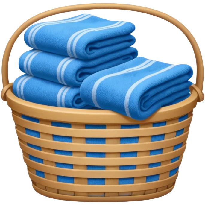 laundry basket with blue towels emoji