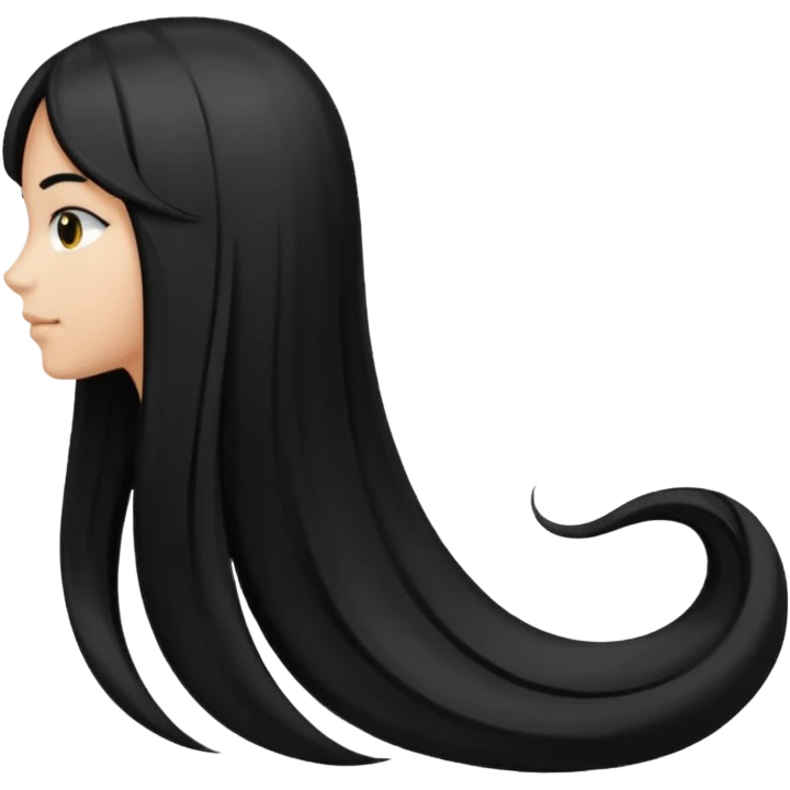 back view of long black hair emoji