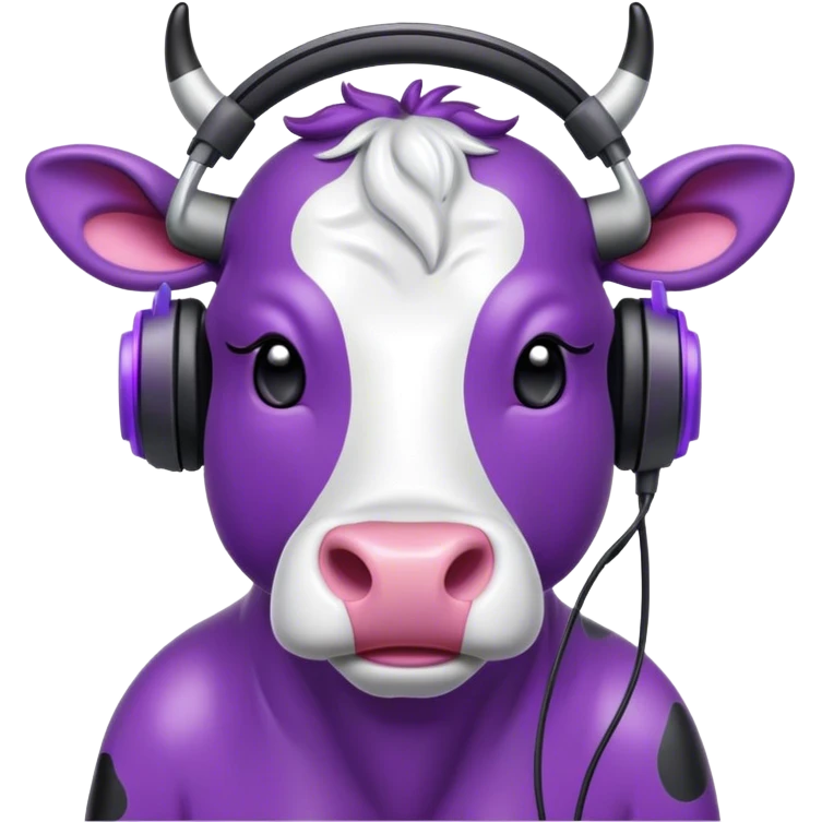 Purple cow with headphones emoji