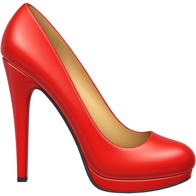 Generate a high-quality 3D cartoon-style emoji of a red high-heeled shoe, realistic shading, smooth gradient colors, rounded and cute appearance, simple white background, high-resolution. emoji